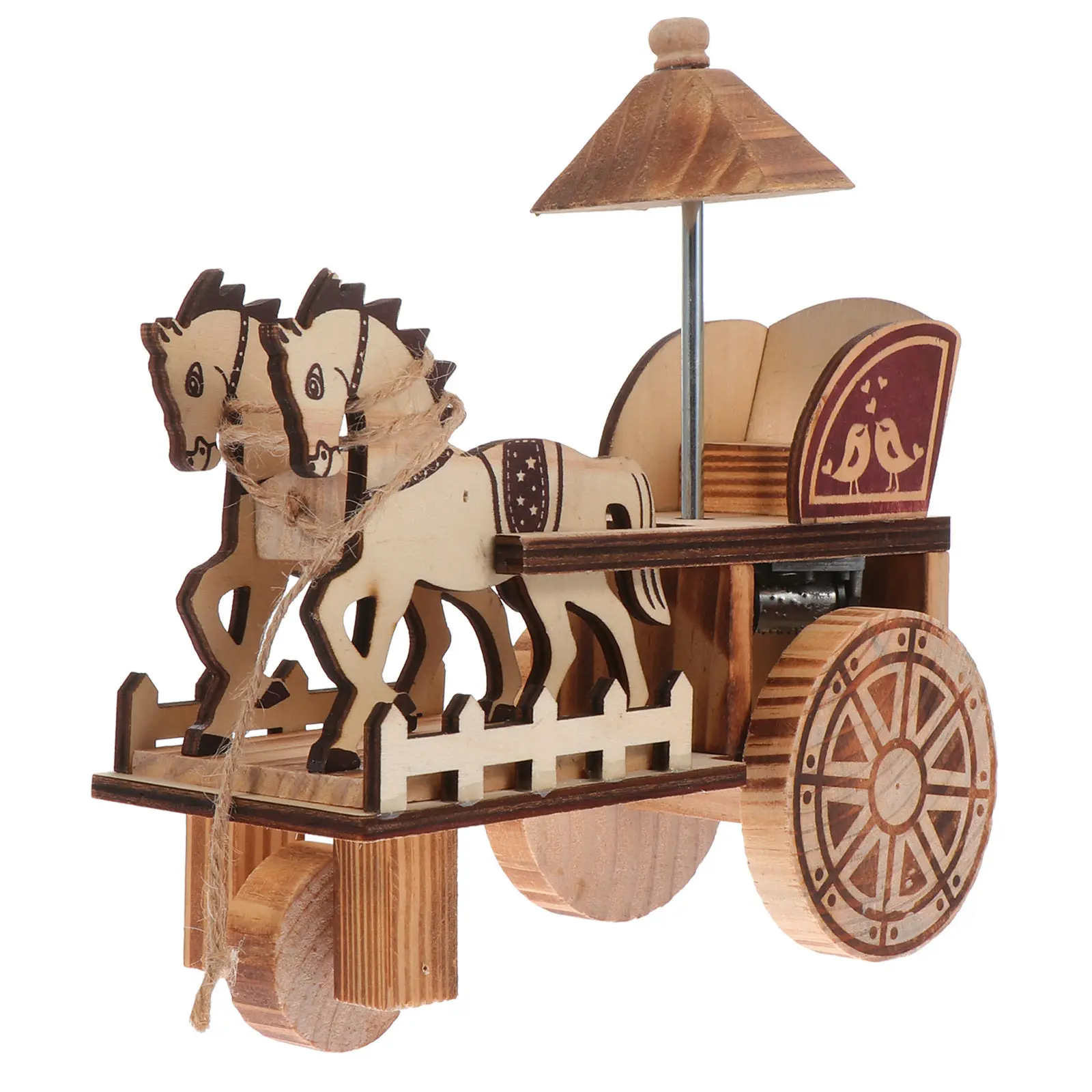 

1Pcs Wooden Music Carriage Handcrafted Vintage Style Melody Box for Kids Family Holiday Gift Desktop Adornment Retro Carriage