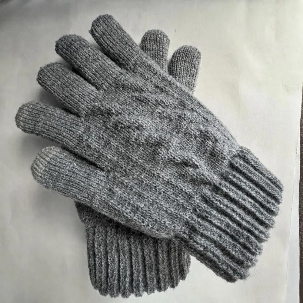 Double Layer Knitted Touchscreen Gloves Soft Cold Proof Winter Driving Gloves Stretch Thickened Unisex Warm Mittens Outdoor