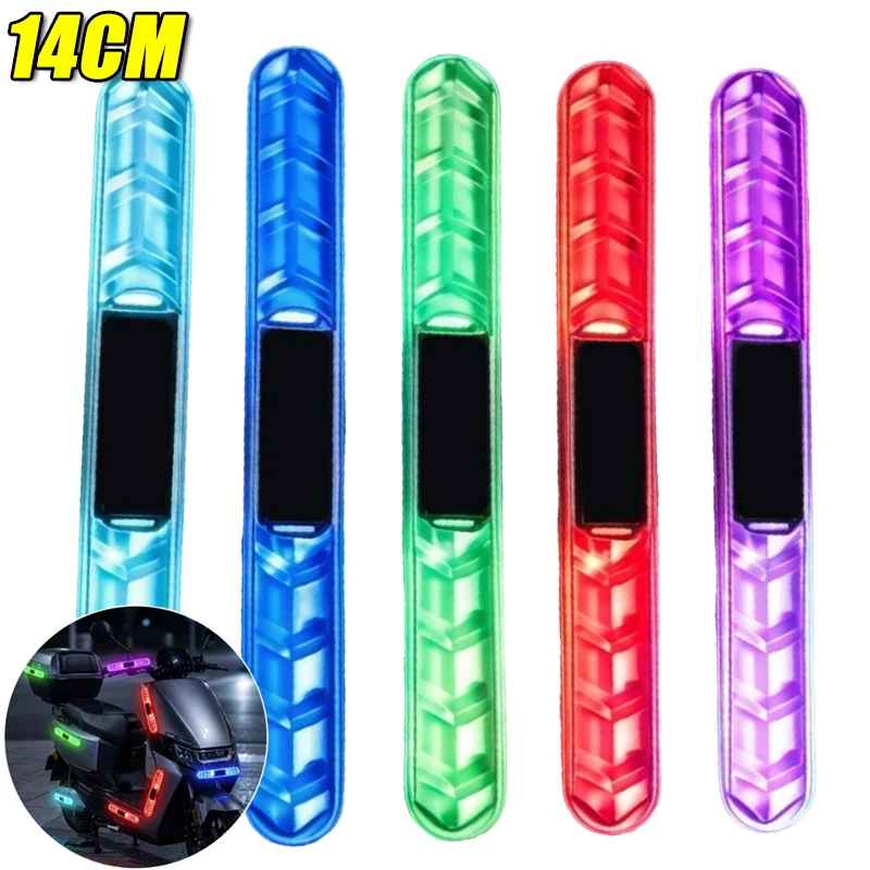 Motorcycle Decorative Lamp Solar LED Strobe Flash Light Car Anti-collision Warning Light Door Handle Anti-scratch Protector