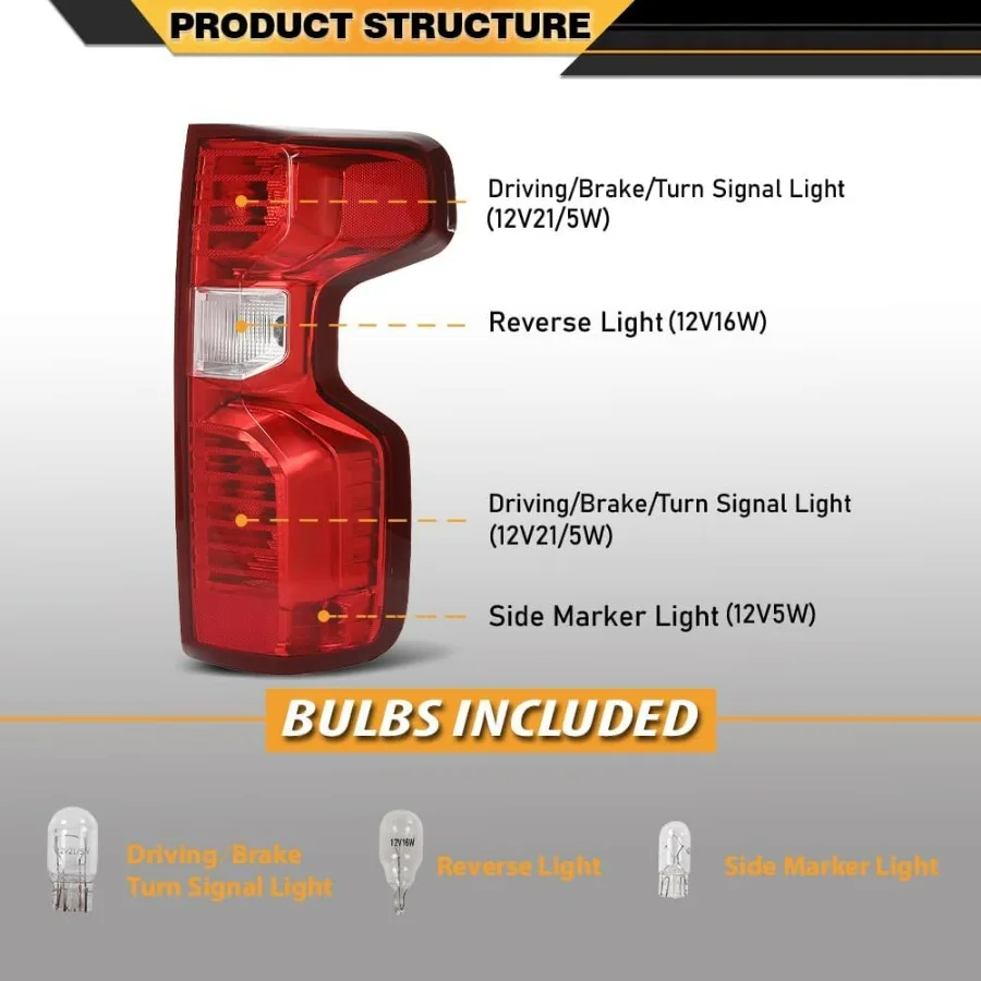 مجموعة المصابيح الخلفية المتوافقة مع تشيفي سيلفرادو 1500 المتوهجة 2019 2020 2021 زوج اليسار واليمين عدسة حمراء