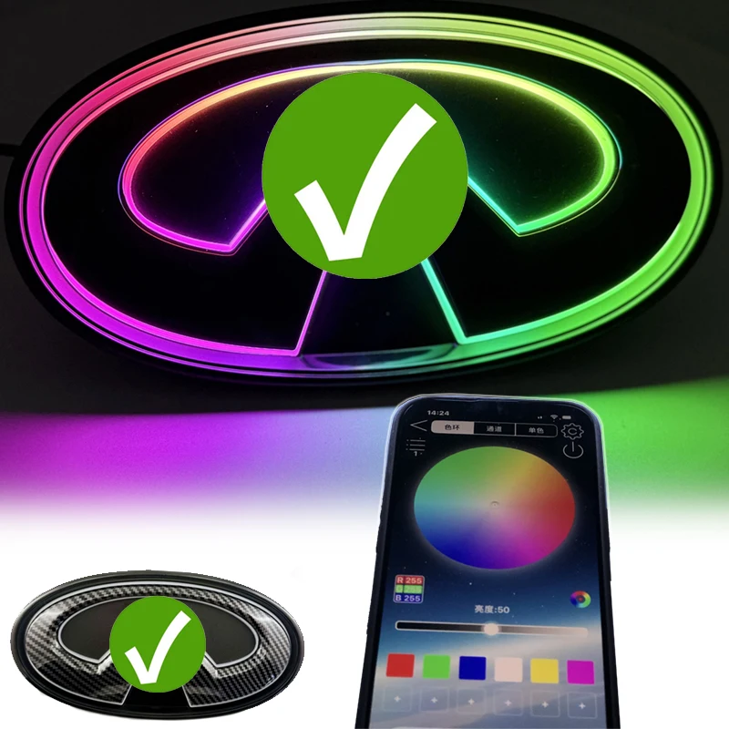 

New 12V APP-Control Waterproof RGBW LED Car Emblem for In finiti Q50 Q50L Q50S 2018+ Logo DRL Auto Parts Accessories Lights