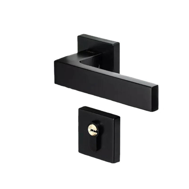 Modern Interior Bedroom Door Handle Lock Black Simple Mute Room Door Lock Living Room Wooden Door Lock Furniture Handle Hardware