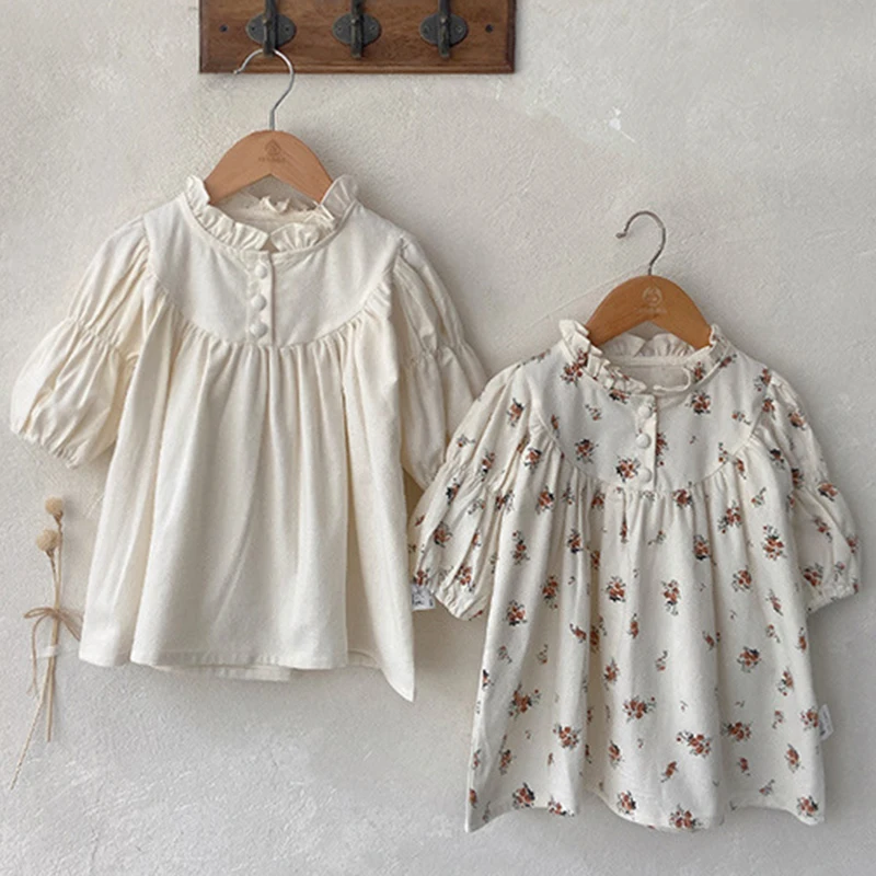 Autumn Spring Kids Party Dresses Children Clothing Toddler Baby Girls Princess Dress Long Sleeve Cotton Printing Sisters Dress