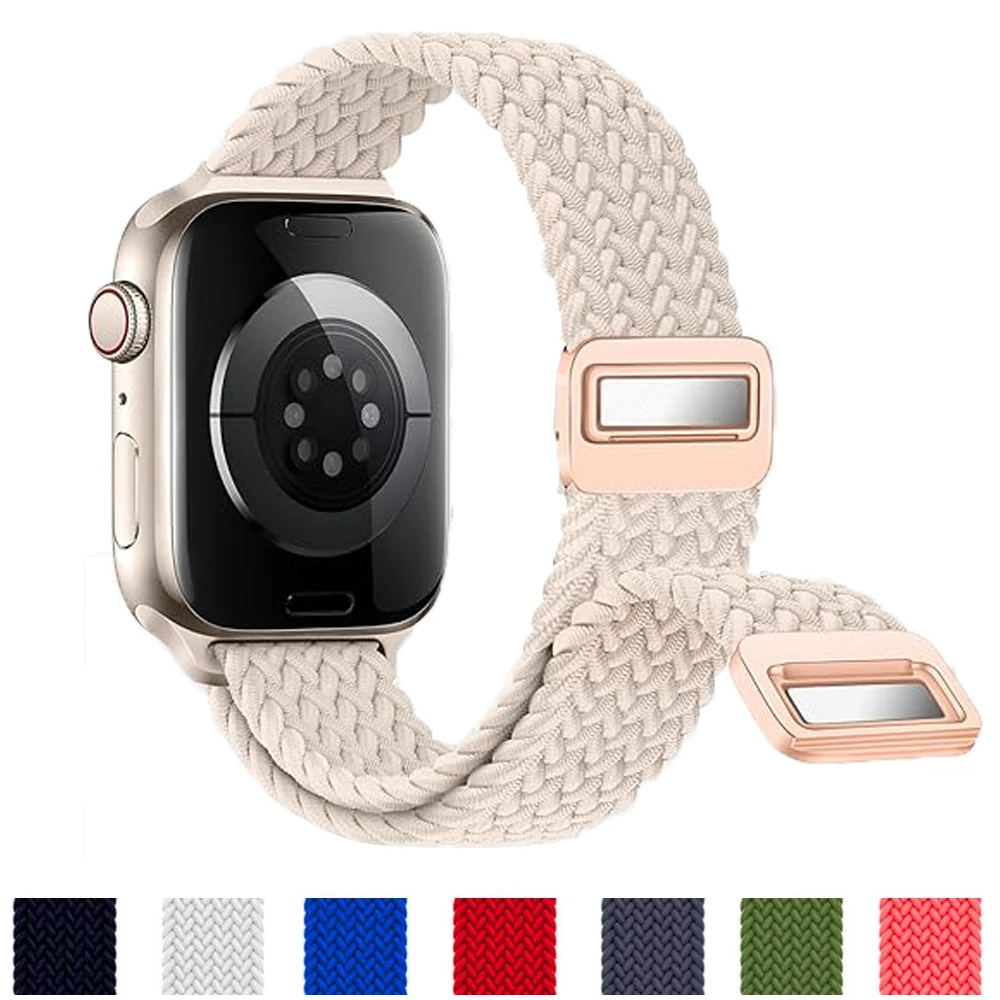 Slim Straps For Apple Watch Band 42mm 40mm 38mm 41mm 44mm 46 45mm Magnetic Braided Bracelet iWatch Series SE 5 6 7 8 9 10 Bands