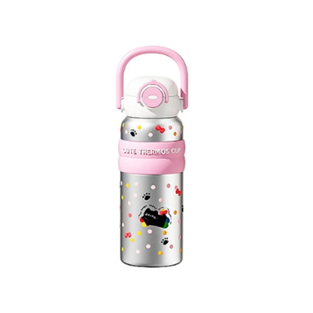 

Cute Double Drink Bounce Insulated Cup with Handle Large Capacity Cartoon Straw Cup 620ml Leak-Proof Thermos Water Bottle Office