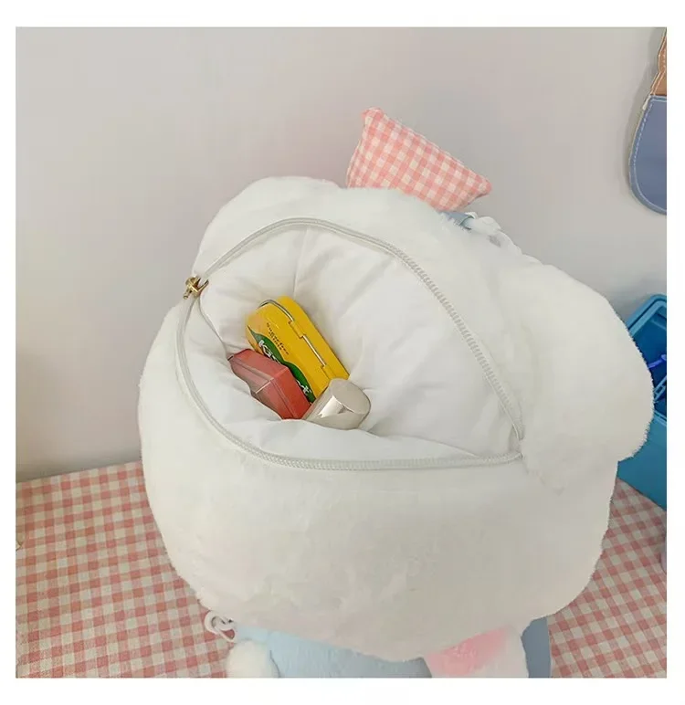 ใหม่ Sanrio Hello Kitty Kawaii Plush กระเป๋าเป้สะพายหลังตุ๊กตาสัตว์ตุ๊กตาของเล่น Plushie กระเป๋าอะนิเมะการ์ตูน Kt กระเป๋าเป้สะพายหลังไหล่กระเป๋า