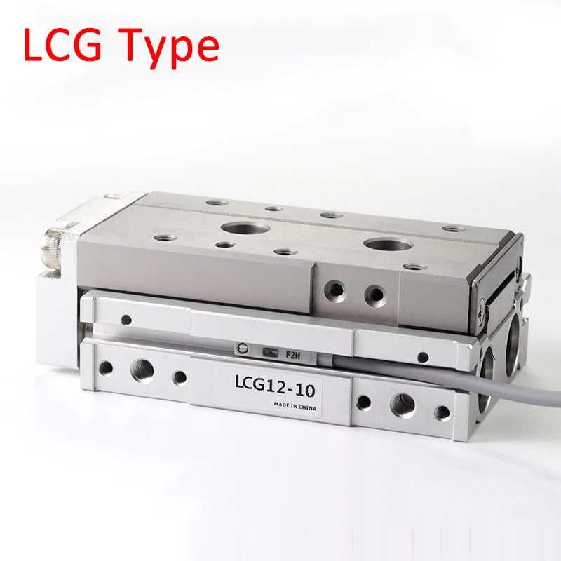 LCG Type Pneumatic Linear Guided Sliding Table Dual Axis Precision With Guide Rail Small Air Cylinder LCG6/8/12/16/20/25