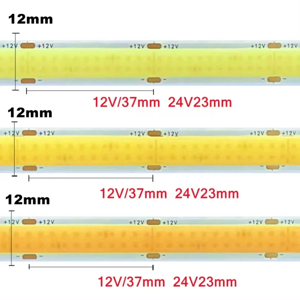 1-5m Double Row 12V/24V COB LED Light Strip High Brightness Flexible FOB LED Tape 624LED/m RA90 3000K 4000K 6000K Dimmable Strip