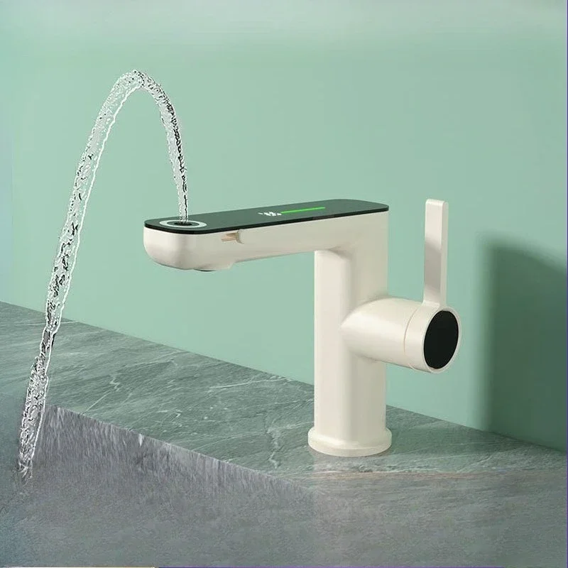 Rinse basin cold and hot basin faucet uprush water digital display bathroom hand washing household splash-proof new faucet