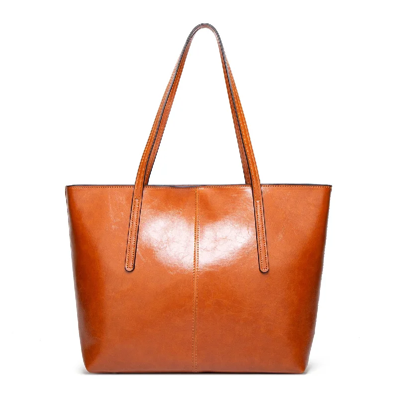 Commute To Work Large Capacity Tote Bag Fro Women Temperament Retro Oil Wax Leather Shoulder Bag High-grade Casual Handbags