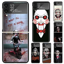 The Jigsaw Killer Horror Hard PC Phone Case For Samsung Galaxy Z Flip 6 5 4 3 Black Cover ZFlip6 Flip5 Flip4 5G Foldable Print C