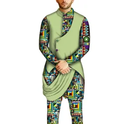 African Men Clothes Cotton Dashiki Long Sleeve Shirt Top Shirts and Pants Sets Men Shirt Traditional African Men Suits WYN1016