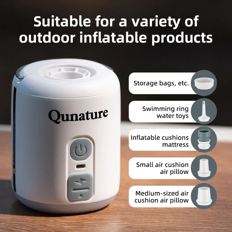 Qunature مضخة هواء كهربائية متعددة الوظائف نفخ استخراج مضخة الغاز التخييم سرير هوائي طوافة بلاستيكية للسباحة نفخ مضخة الإضاءة