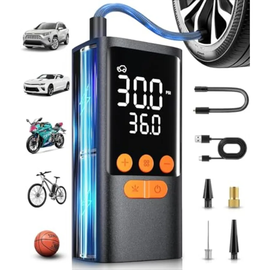 Tire Inflator Portable Air Compressor - Cordless Air Pump for Car Tires - 150PSI and10000 mAh Battery Portable Tire Inflator fo