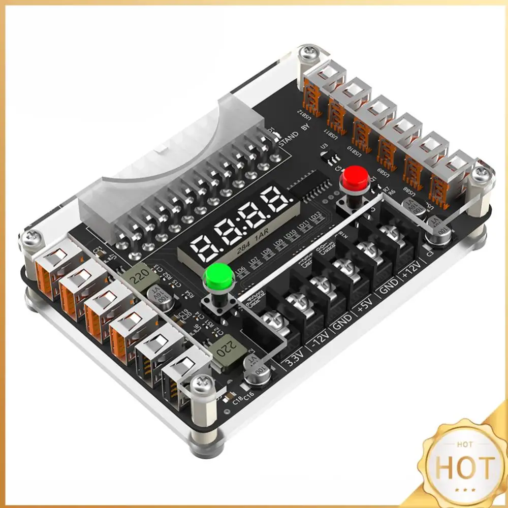 

12 Ports USB 3A 3.3V 5V 12V -12V Output Voltage ATX Power Breakout Board 24Pin ATX Power Supply Breakout Board for Computer PC