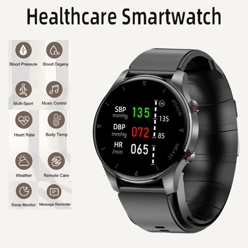 True Blood Pressure Smart Watch, Air Pump+air Bag Type Temperature Real Data Medical Sphygmomanometer Smartwatch for IOS Android