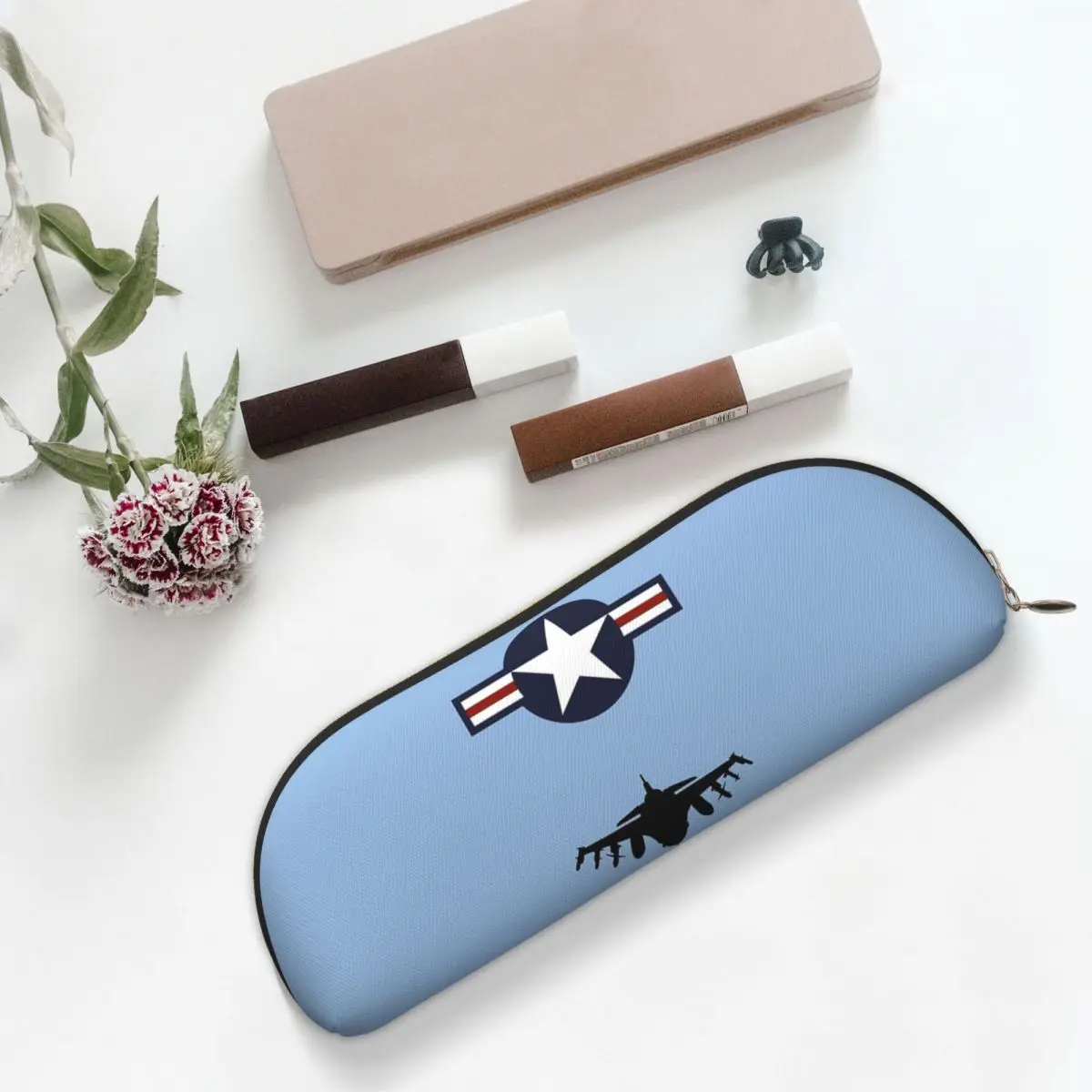 القوات الجوية الأمريكية العسكرية F16 تصميم الطائرات مقلمة الحقيبة قلم رصاص تخزين لوازم مكتبية سعة كبيرة صندوق القلم حقيبة أقلام رصاص