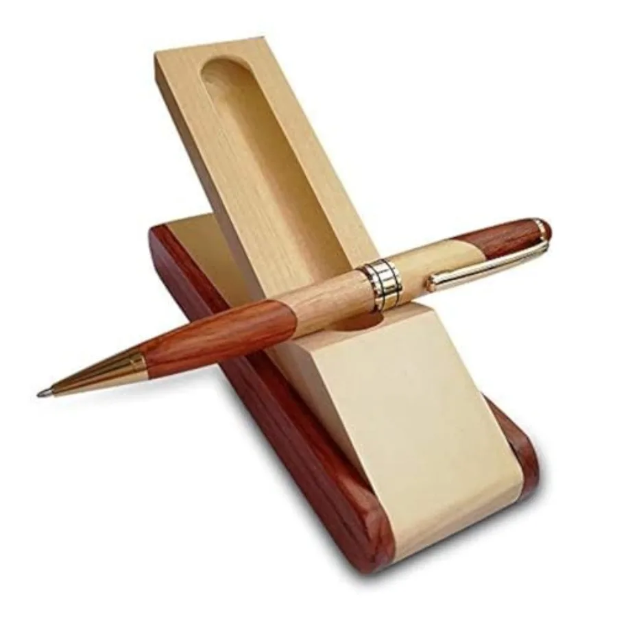 

Luxury Wooden Gift Set with Business Case Display, Nice Writing with Box and Ink Refills Fancy Business Wood s Stand for Men Wo