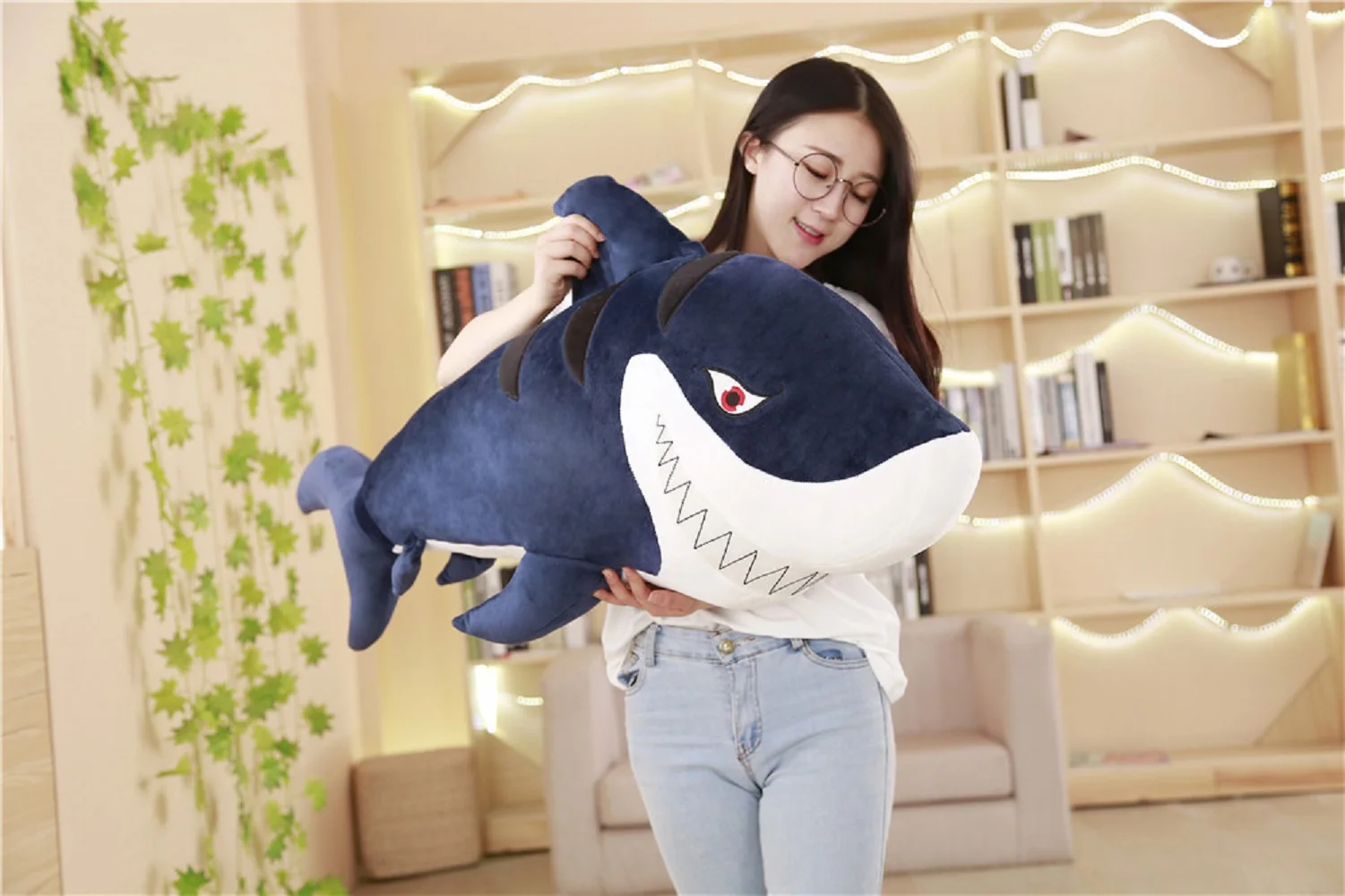 big plush fiercely shark toy stuffed dark blue undersea world shark doll gift about 120cm