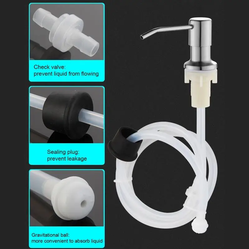 Dispenser di sapone liquido per lavello Dispenser di lozione per le mani con testa in acciaio inossidabile Accessori da cucina per pompa per bottiglia di sapone da appoggio