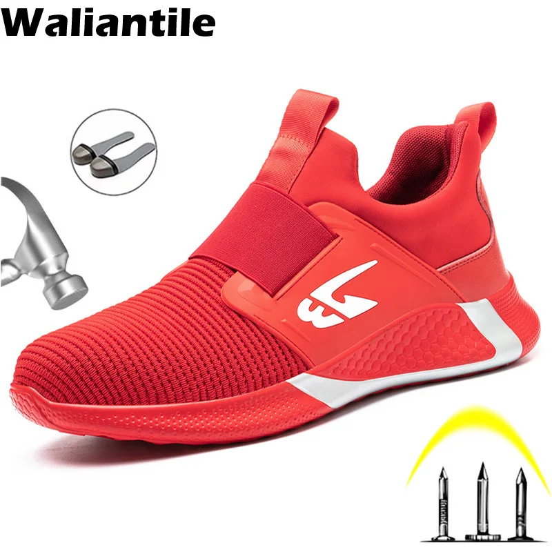 

Waliantile Breathable Men Safety Shoes Sneakers For Construction Working Boots Anti-smashing Puncture Proof Indestructible Shoes