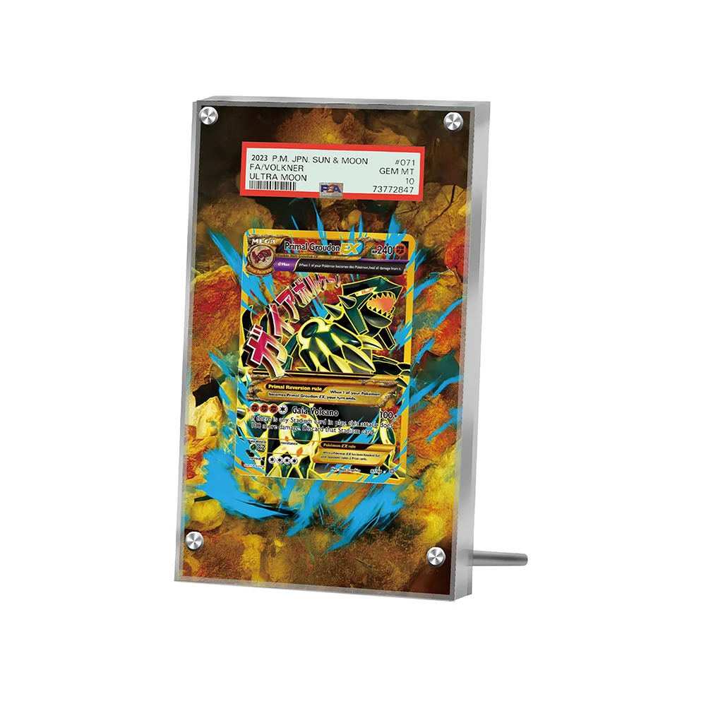 Cartões pokemon display ptcg tijolo primal groudon jogo coleção expandir arte presentes auto feito acrílico caso protetor chaveiro brinquedos
