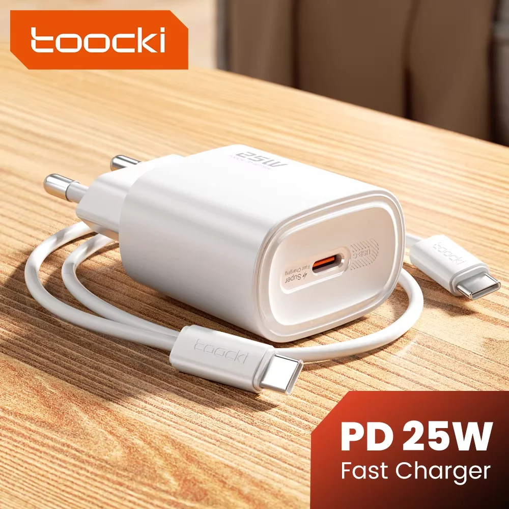 Toocki 25 واط USB شاحن صغير PD شحن سريع دعم PPS نوع C شاحن الهاتف آيفون 17 16 15 14 برو ماكس سامسونج S23 S24 S25