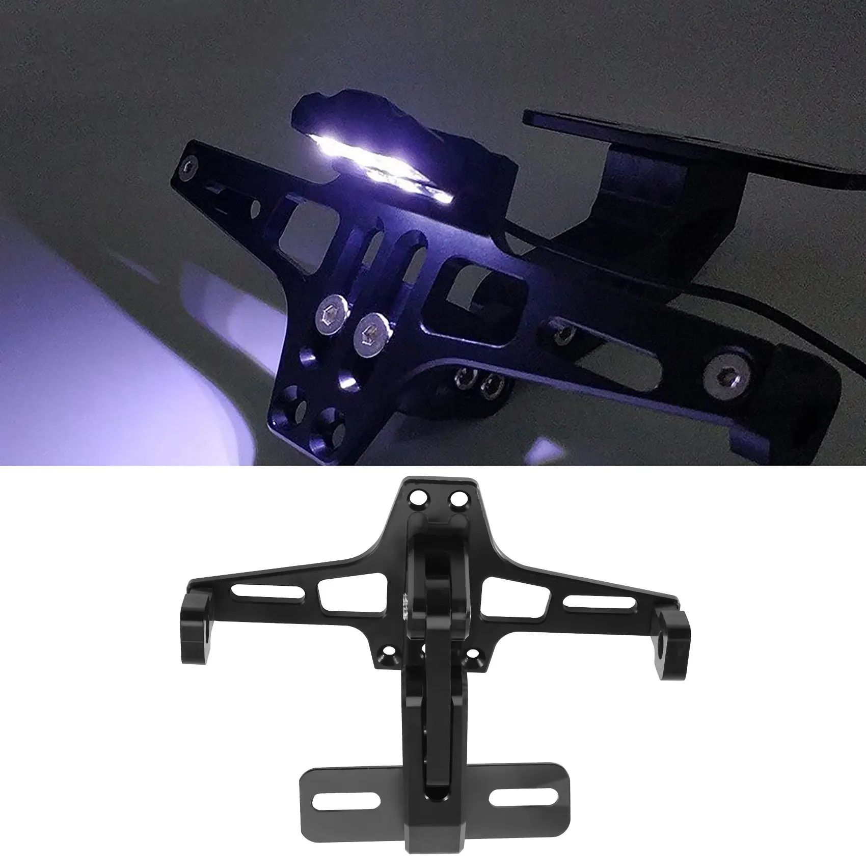 Support de Plaque d'Immatriculation de Moto, Cadre CNC, avec Lumière LED Réglable, pour Yamaha Bws R25 R3 Mt03 Msx