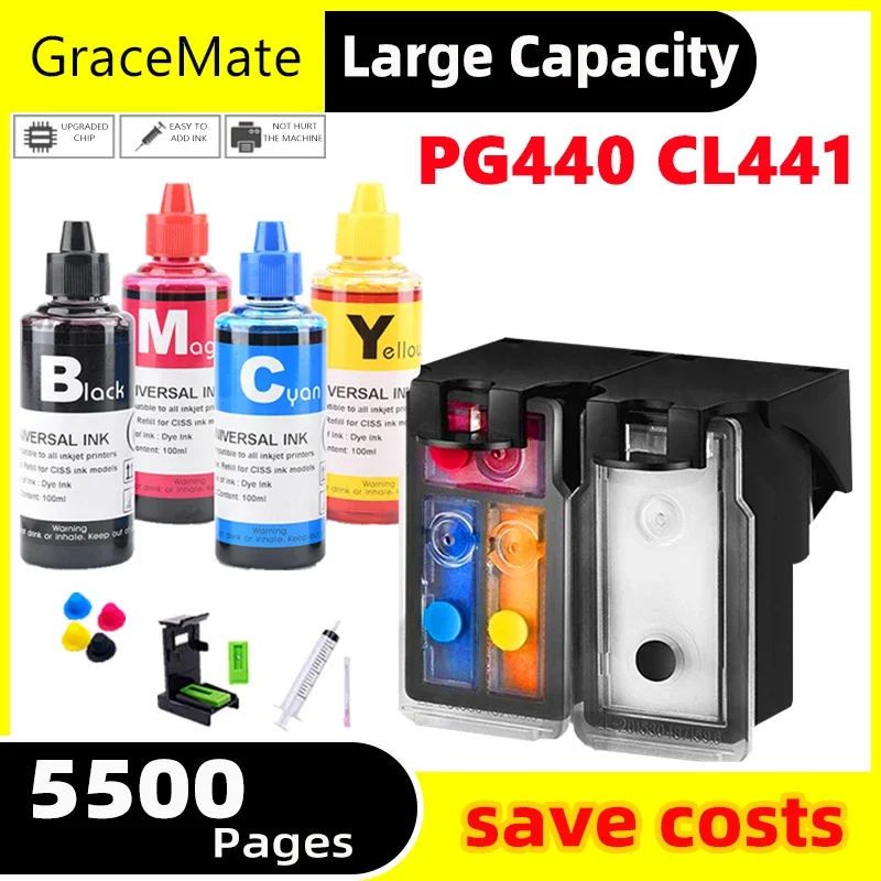 pg440 PG 440 CL 441 Refillable Ink Cartridge Compatible for Canon PIXMA MG2180 MG2240 MG3180 MG4180 MG4280 MX378 MX438 MX534