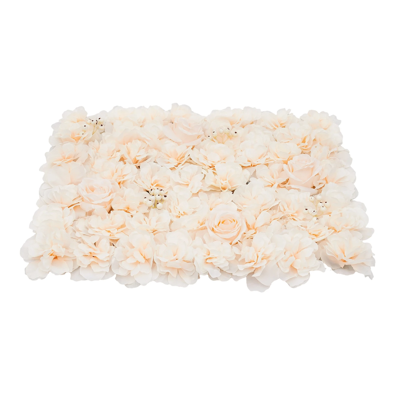 6-teiliges Set Pflanzen-Blumen-Wand Bestickte Kugel Künstliche Blumenwand-Platte Weiß Frucht+Hell-Champagner Prachtvolle Rose – Detail 14