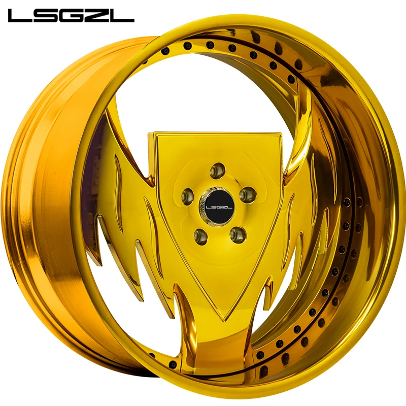 

Custom Forged Alloy Golden Chrome Car Rim 2-3 Piece 5x112 5x114.3 5x120 5x130 20 22 24 26 28 Inch Wheel Aluminum New 30mm 40mm