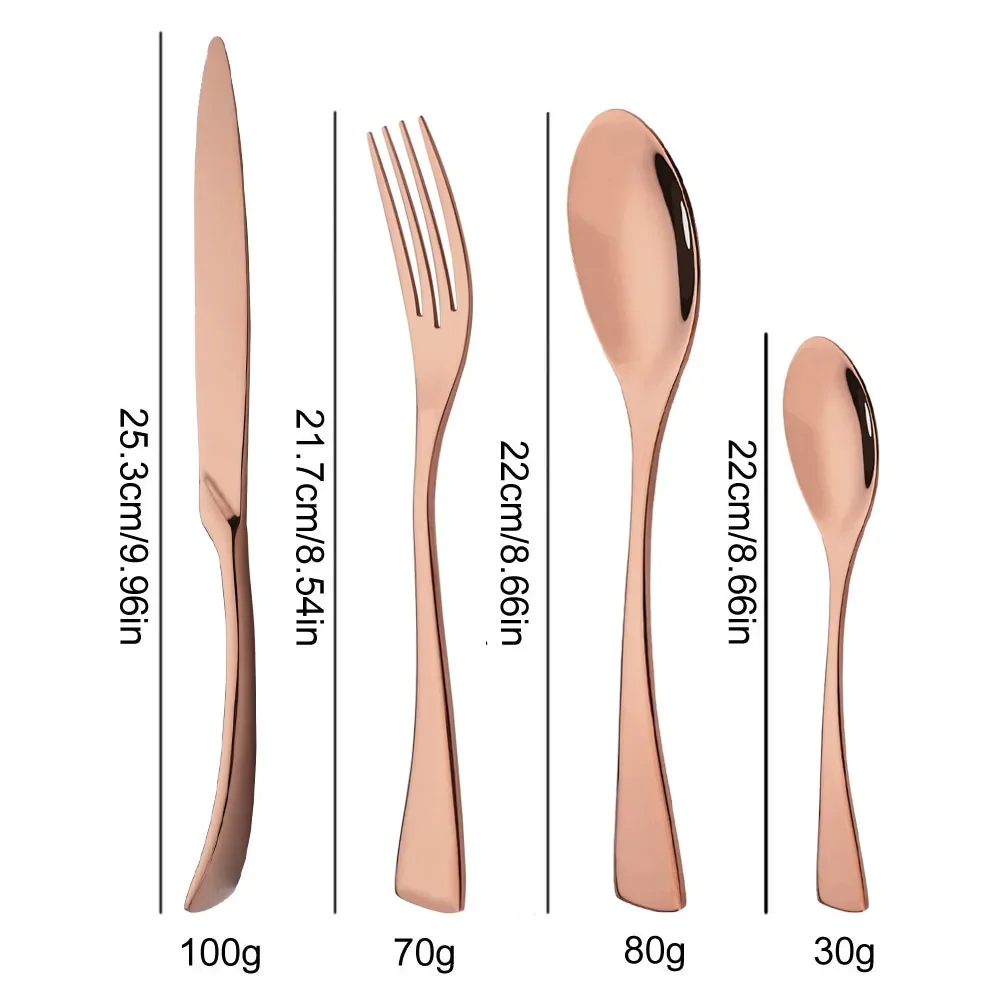 20Pcs Rose Gold Dinnerware Set Knife Fork Coffee Tea Spoon Cutlery Set Stainless Steel Tableware Western Home Kitchen Flatware