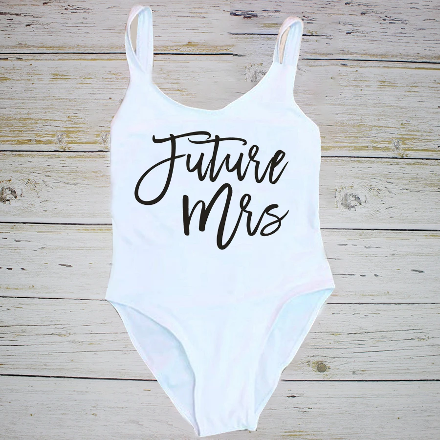 Maid of Honour One Piece Swimsuit Future Mrs. One-piece Swimwears Купальники Maiô Bridesmaid Backless Bride Bodysuit