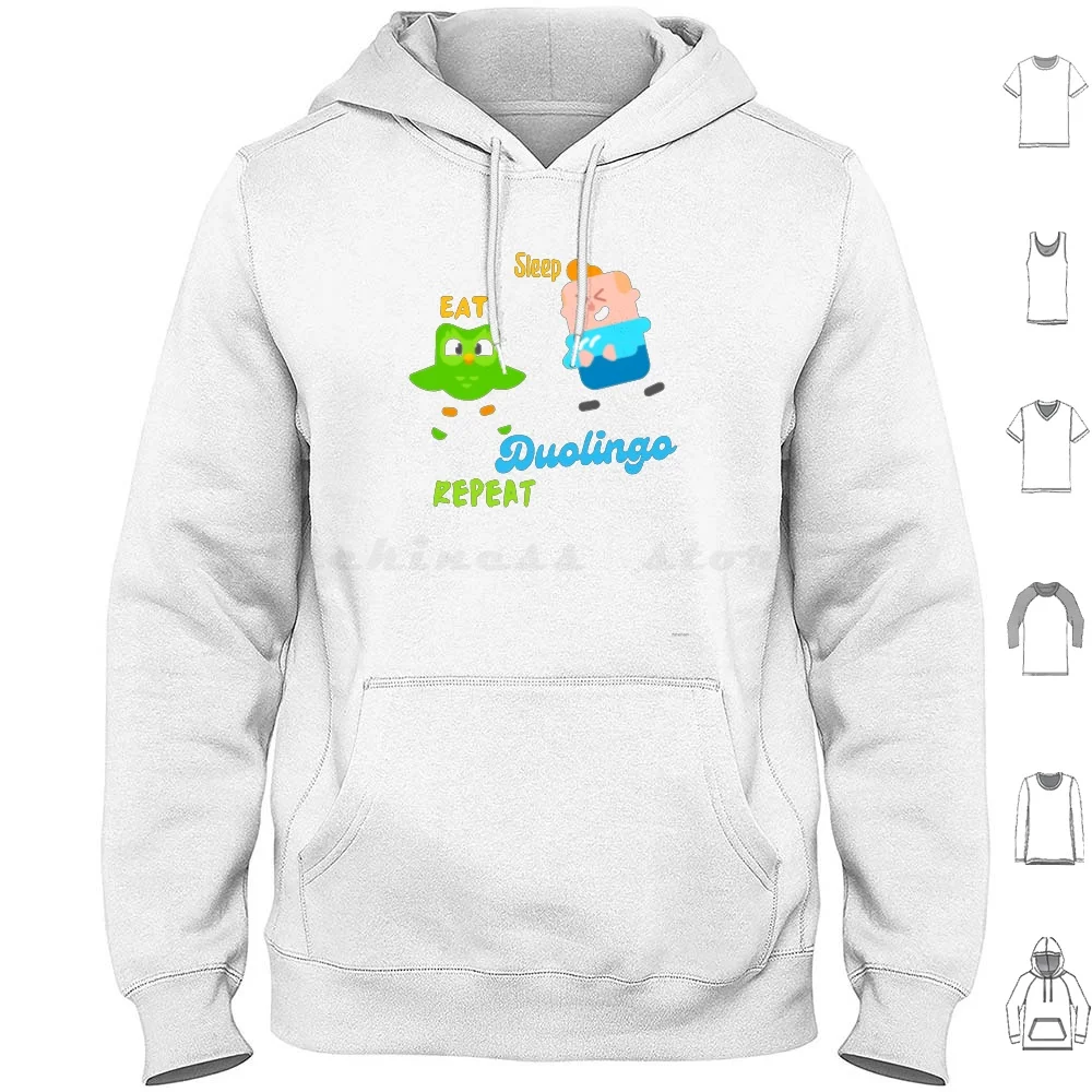 Eat , Sleep , Duolingo , Repeat Hoodies Long Sleeve You Missed Your Lesson Duolingo Owl Duolingo Meme Duolingo Owl