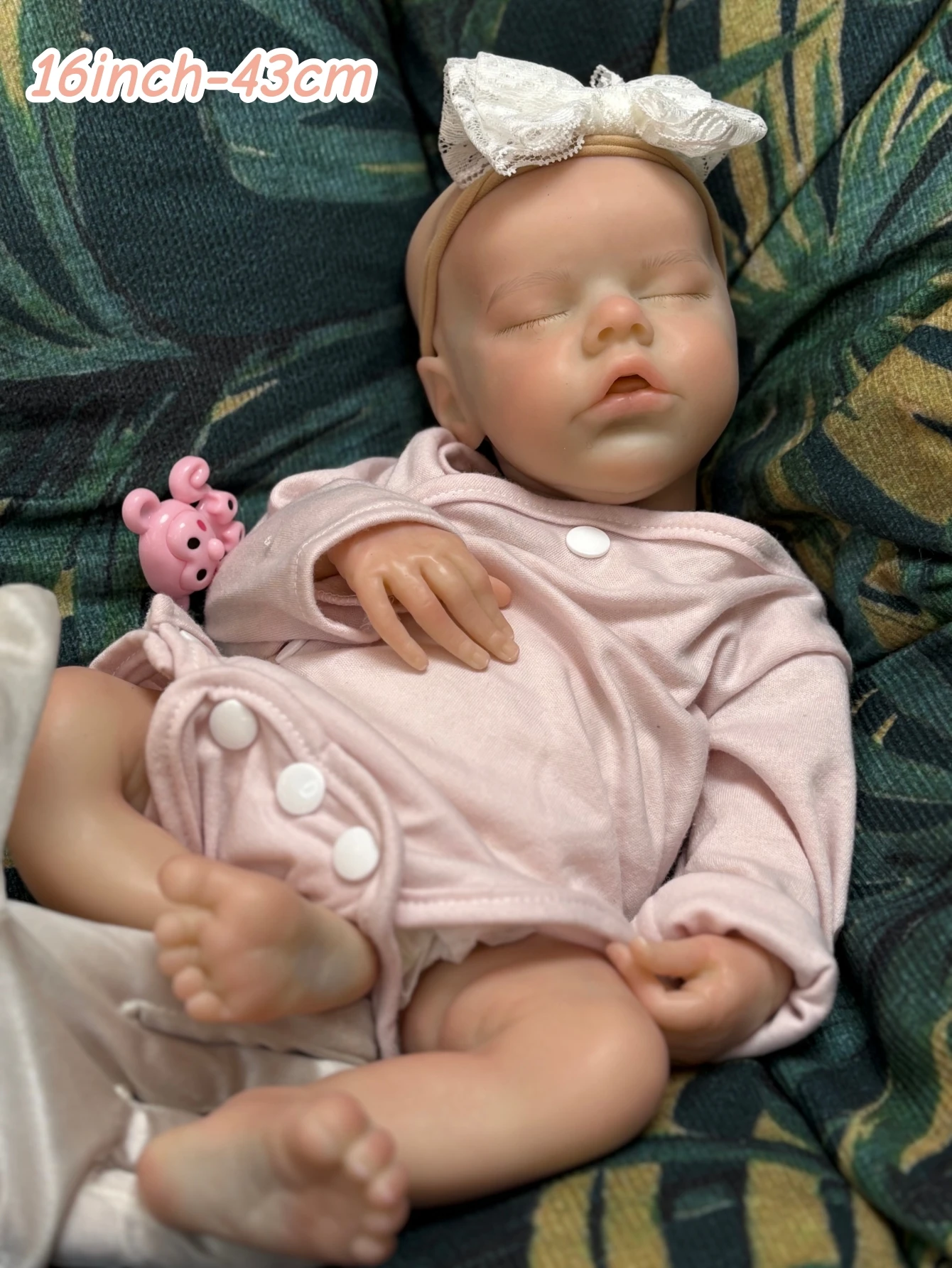 16-Zoll-All-Silikon-Reborn-Baby-Mädchen, handgefertigt, weich, für Neugeborene, Zwillinge B, lebensechte bemalte Kunstpuppe mit sichtbaren Adern als Geburtstagsgeschenk