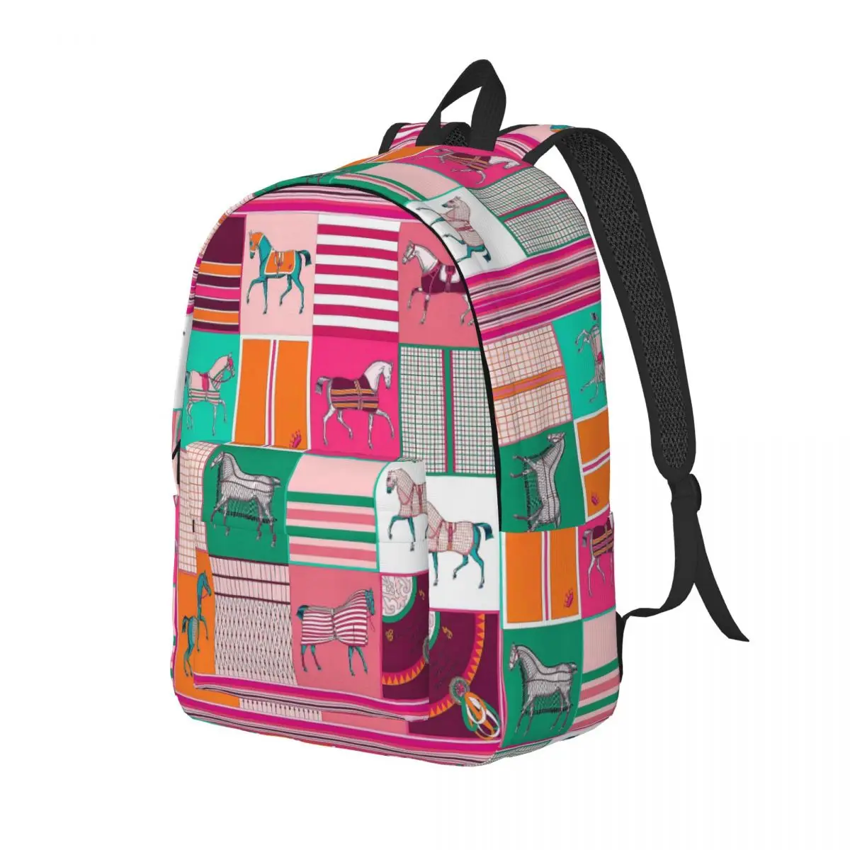 Horse Cartoon Backpack for Boy Girl Kids Student School Bookbag Animal Lovers Canvas Daypack Preschool Kindergarten Bag Outdoor