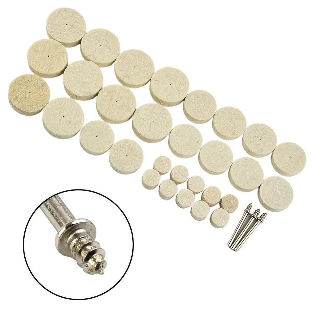 33pcs Buffing Wheel Kit Include Polishing Wheel Wool Felt Connecting Rod Rotary Tool Accessories For Cleaning Polishing