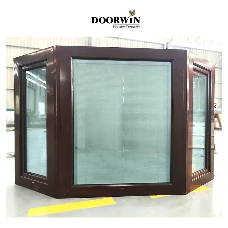 Windows New York Soundproof Wooden Frame Window High End Aluminum Frame Aluminum Clad Wood Bay Window