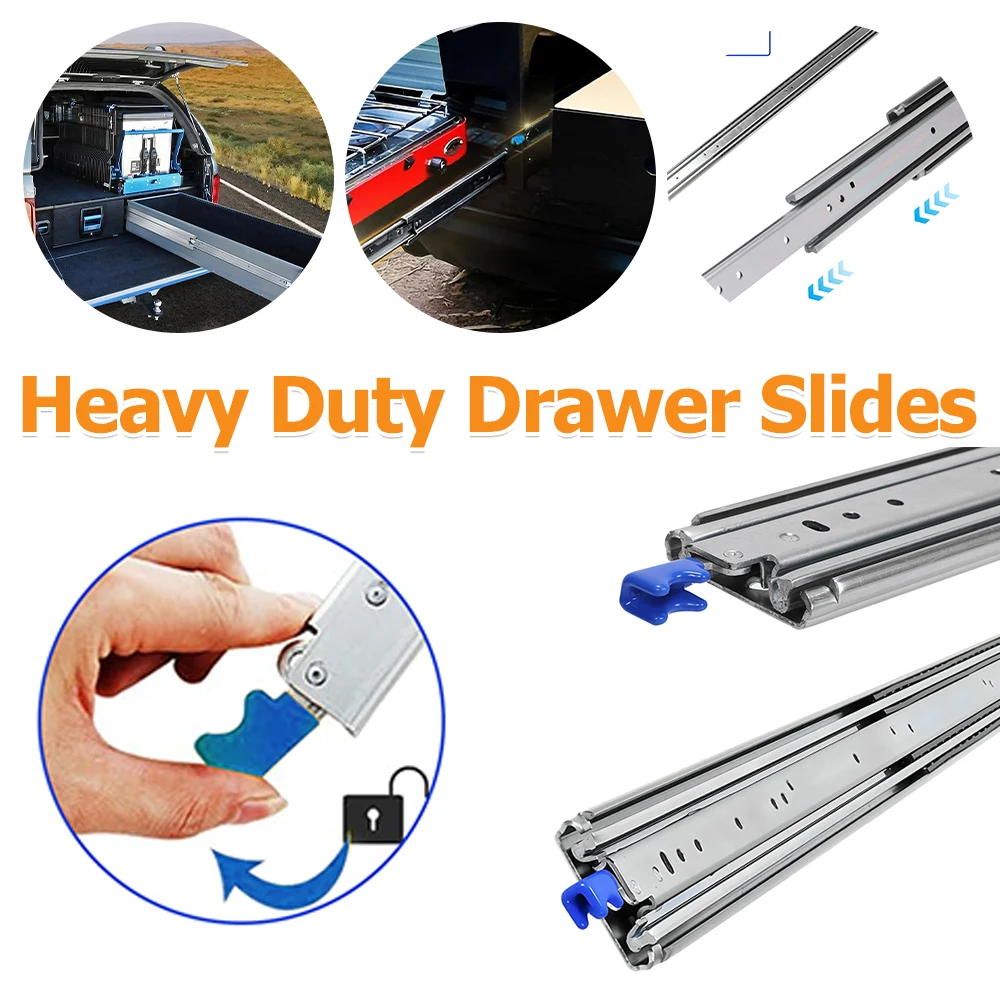 

2 шт., сверхмощные направляющие для ящиков, устойчивое к ржавчине крепление, промышленные направляющие, износостойкие, 3-складная направляющая для механического шкафа грузовика на колесах