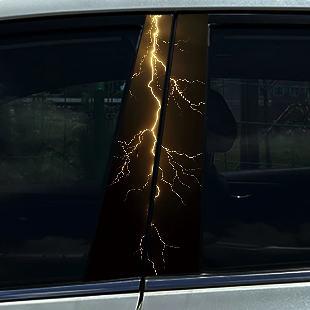 

2 шт. Золотые наклейки-молнии на центральные стойки автомобиля, защитная пленка для B-стойки, декор для Toyota Land Cruiser LC200 LC300 FJ20