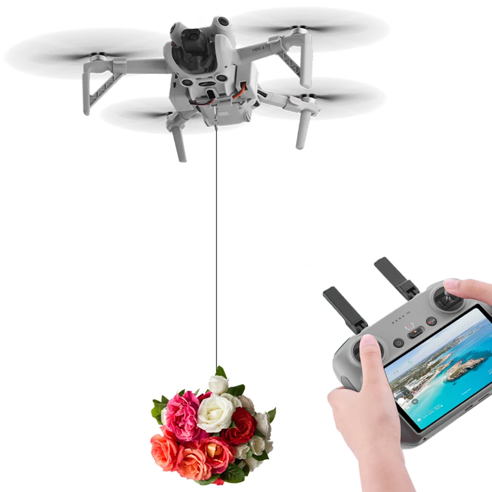 For DJI Mini 4 Pro Drone Airdrop Thrower System USB Charging Delivery Dropper Drone Remote Thrower for Fishing Wedding Search