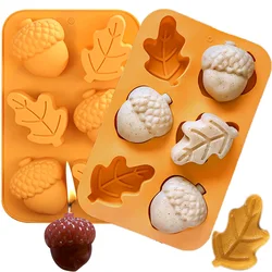 2Pcs Pumpkin Fall Silicone Mold Halloween Acorns Maple Leaf Silicone Soap Molds for Candle Making, Candy Muffins Chocolates Cake
