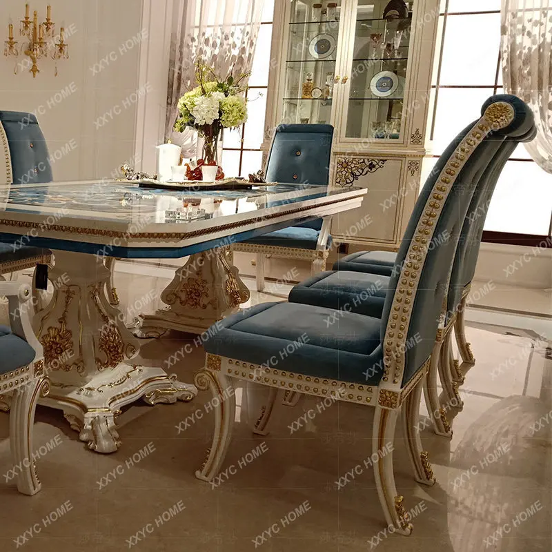 

Solid wood premium luxurious royal style round with shell appliqué dining table
