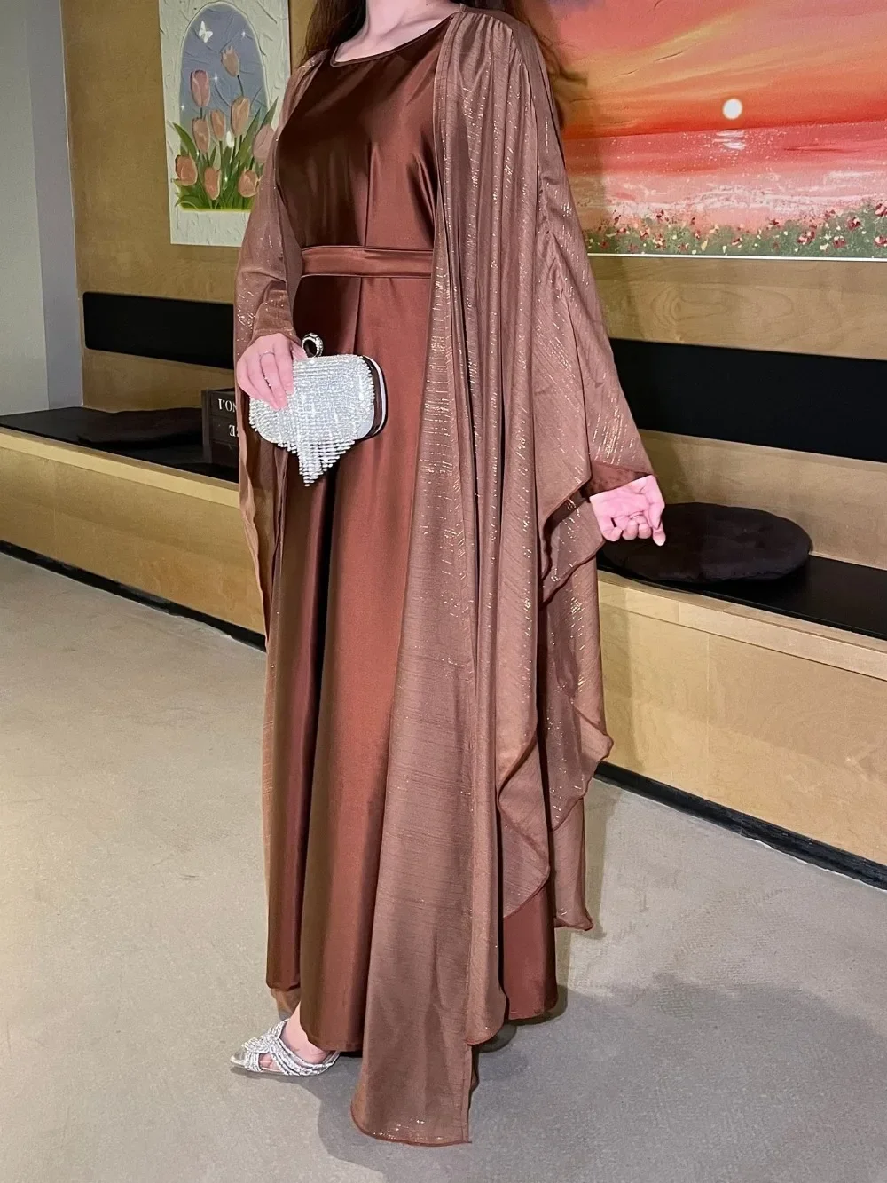 Moslim Vrouwen Jurk Abaya 2-delige Set voor Eid Ramadan Jalabiya Sjerpen Abaya Kaftan Dubai Vestidos Arabische Marokko Vest Gewaad