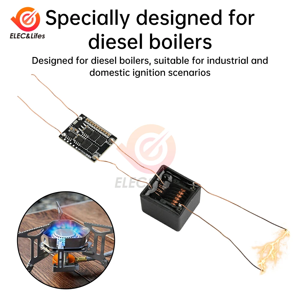 

DC 4-12V to AC 20KV High-Temp Igniter Diesel Burner Spark Module High Voltage Step-Up Transformer for Flame Ignition