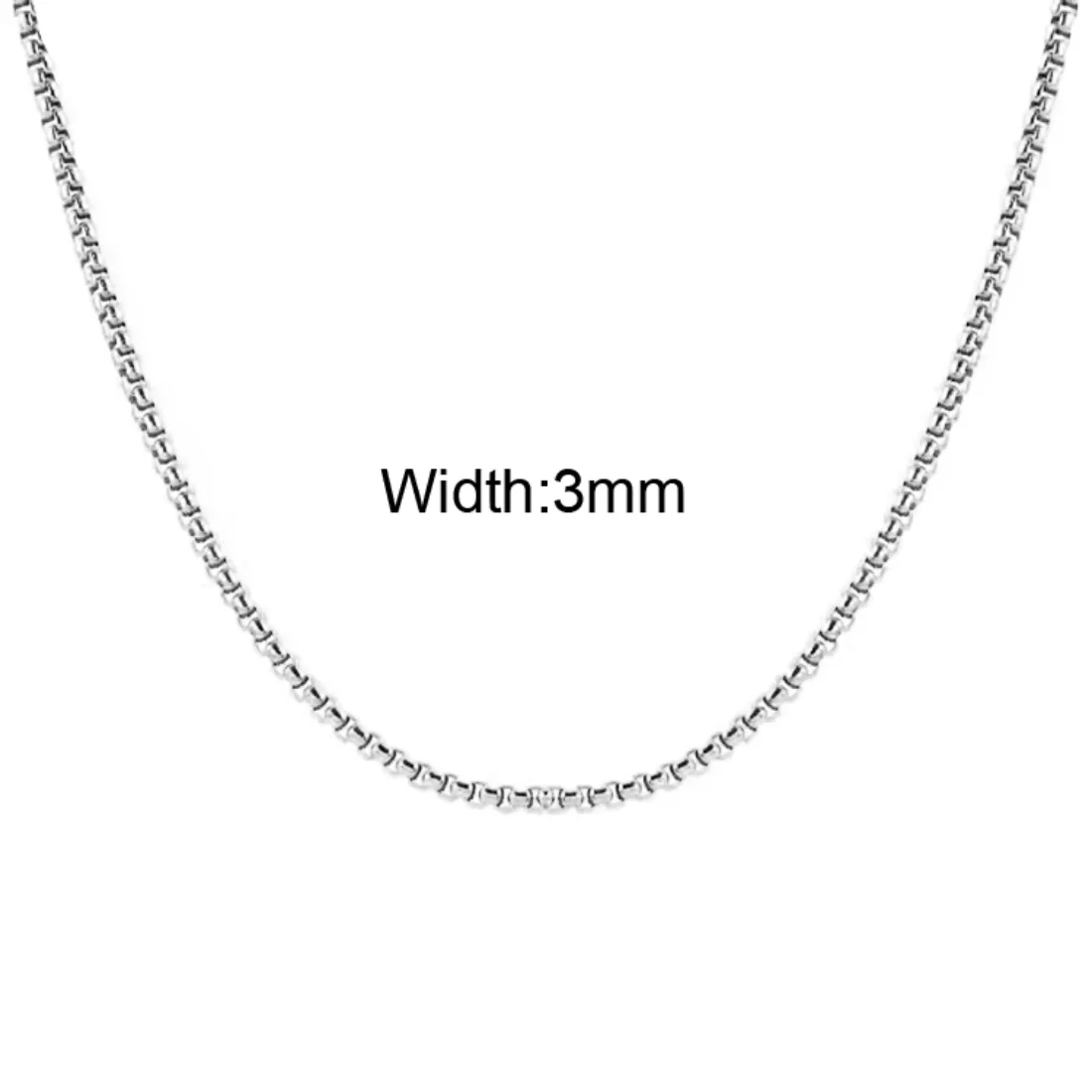 3PCS 316L Stainless Steel Chain Square Round Box Necklace Hip Hop For Men Jewelry Wholesale