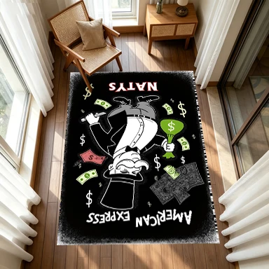Cartoon Millionaire Money Dollar Carpet Floor Rug Street Hip Hop Style Non-Slip Carpet Suitable for Game Room Home Decoration