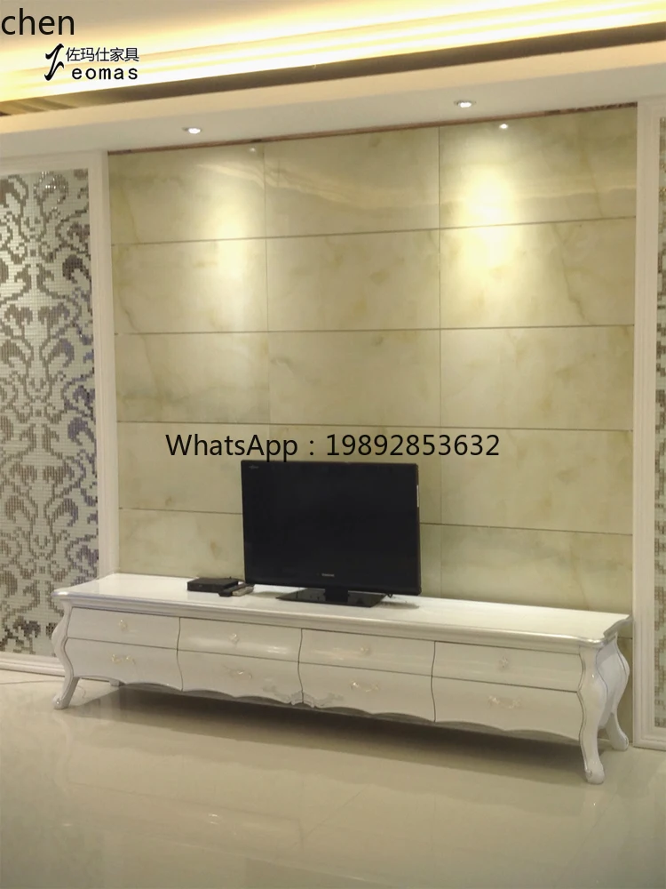 خزانة تلفزيون وطاولة قهوة، شقة صغيرة بسيطة، خزانة بيضاء من الخشب الصلب #5