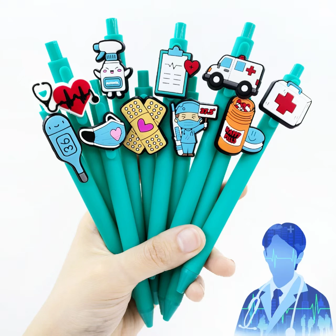 17 قطعة/21 قطعة أقلام حبر جاف طبية إبداعية، أقلام محمولة للموظفين الطبيين، وأقلام هدايا المهرجانات للأطباء والممرضات
