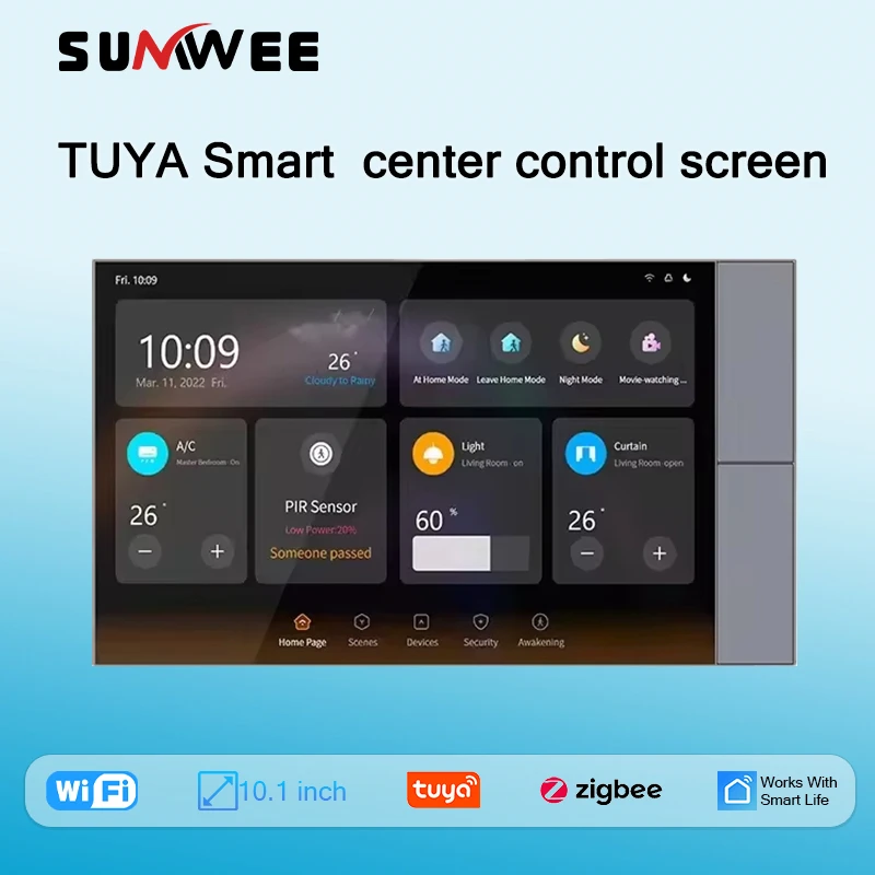 10inch multilingual tuya smart home Touch screen Center control panel Built-in Zigbee gateway Android11 system Relay switch WIFI